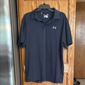 Under Armour Men's Dark Blue Striped Polo